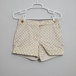 Anthro Meadow Rue White/Tan Print Linen Blend Shorts